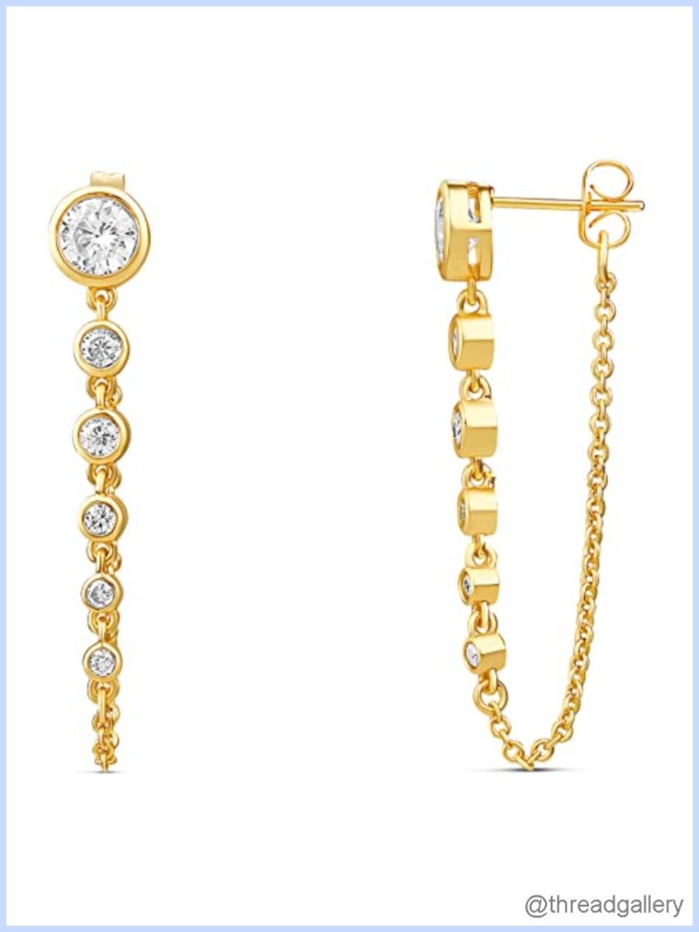 Dangle Earrings for Women 14K Gold Plated Sterling Silver Dangly CZ